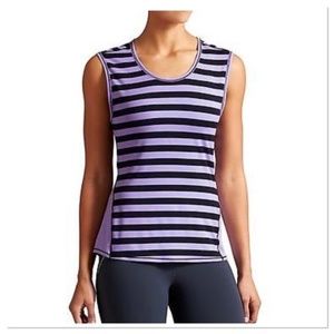 Athleta Ocean Stripe Chi Muscle Purple Tank Top XS